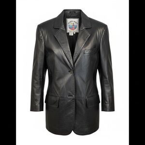 Vintage Black Leather Coat by Atlantic Beach